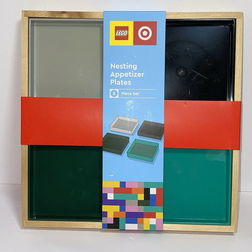 5pc Nested Square Tray Set Gray/Black/Teal/Green LEGO Collection x Target‎